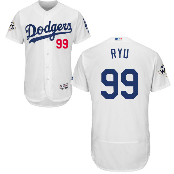 Dodgers #99 Hyun-Jin Ryu White Flexbase Authentic Collection World Series Bound Stitched MLB Jersey